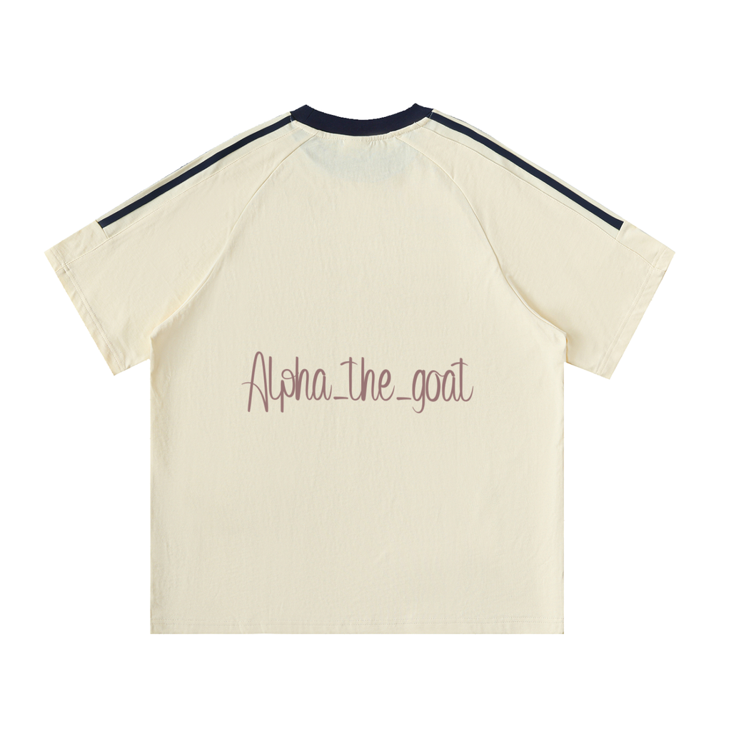Contrast Tape Crewneck Cotton T-Shirt