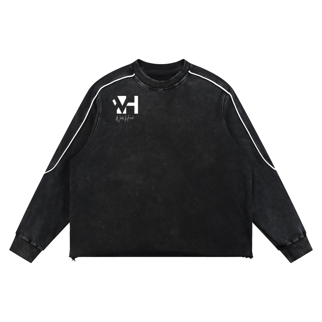 Mineral Wash Piping Raw Hem Sweatshirt
