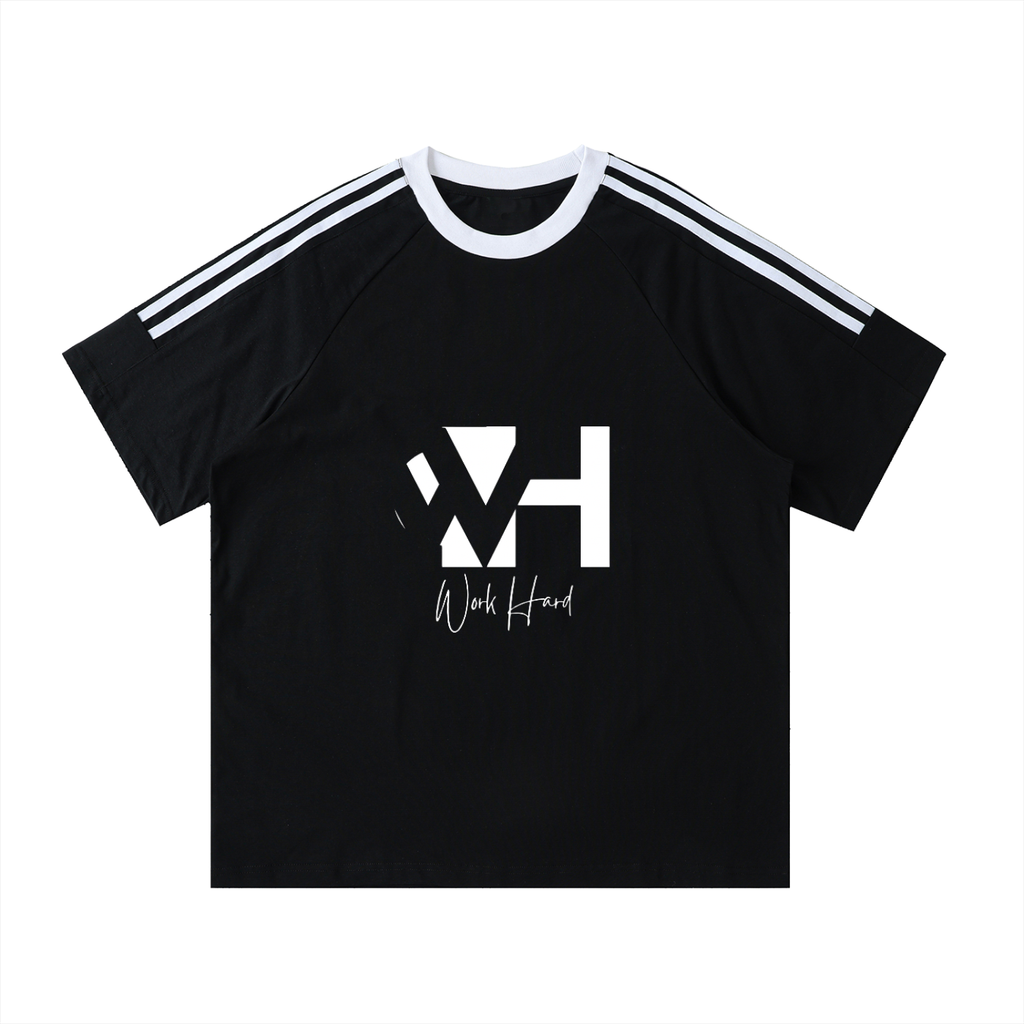 Contrast Tape Crewneck Cotton T-Shirt